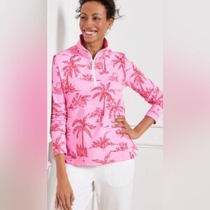 Talbots Pink and Red Tropical Print Pullover
